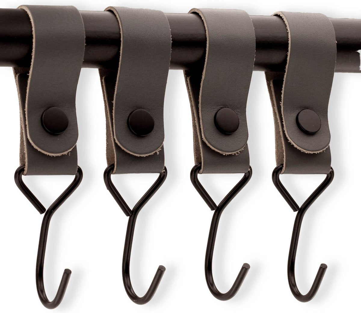 Brute Strength - Multifunctional Hook with Leather Loop - Cognac - 4 pieces - Coat Hook - Camping Hook - Leather - Hanging Hooks - Towel Hooks
