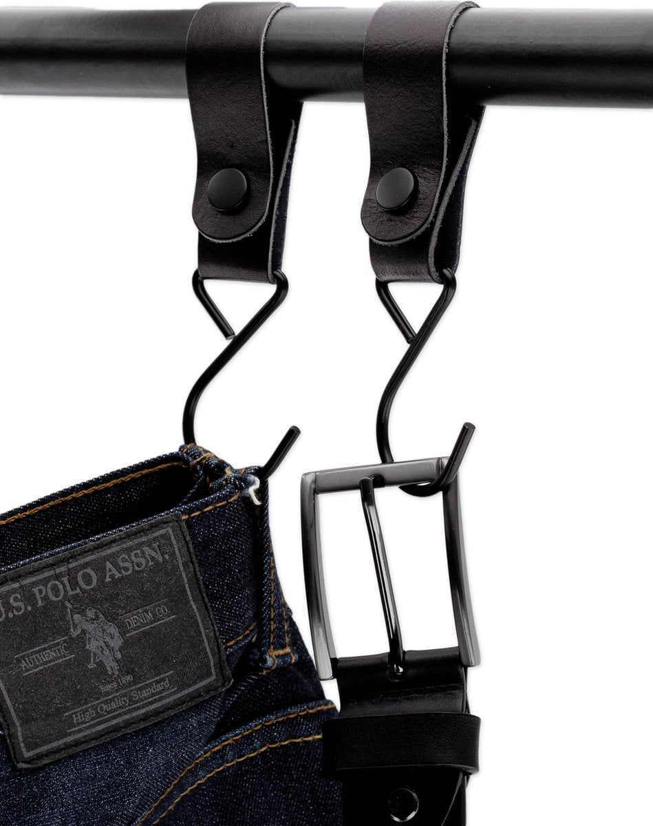 Brute Strength - Multifunctional Hook with Leather Loop - Cognac - 4 pieces - Coat Hook - Camping Hook - Leather - Hanging Hooks - Towel Hooks