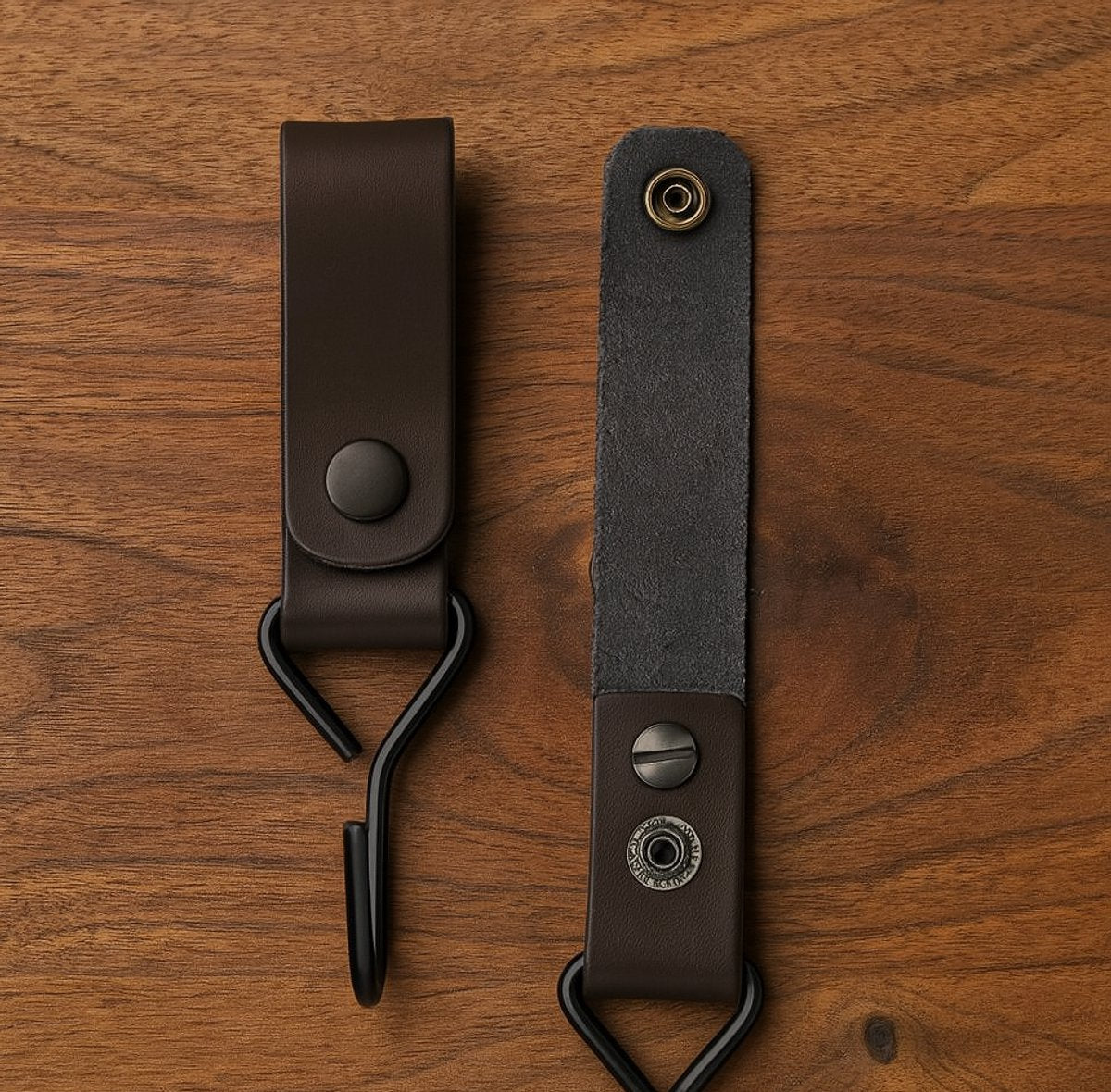 Brute Strength - Multifunctional Hook with Leather Loop - Cognac - 4 pieces - Coat Hook - Camping Hook - Leather - Hanging Hooks - Towel Hooks