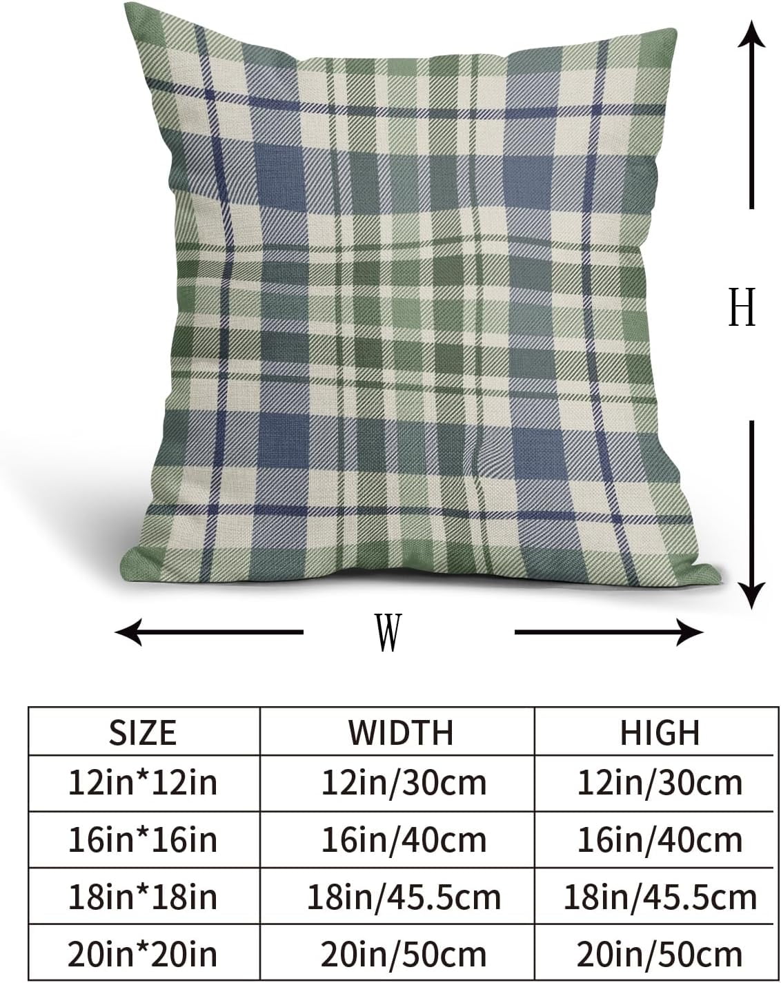 Fall Plaid Pillow Covers 18x18 Set of 2 Burnt Orange Blue Buffalo Plaid Tartan Print Autumn Colored Decorative Outdoor Pillowcases Farmhouse Rustic Throw Cushion Case Decor for Home Couch Sofa Bed 20x20 2pcs Blue Sage Green
