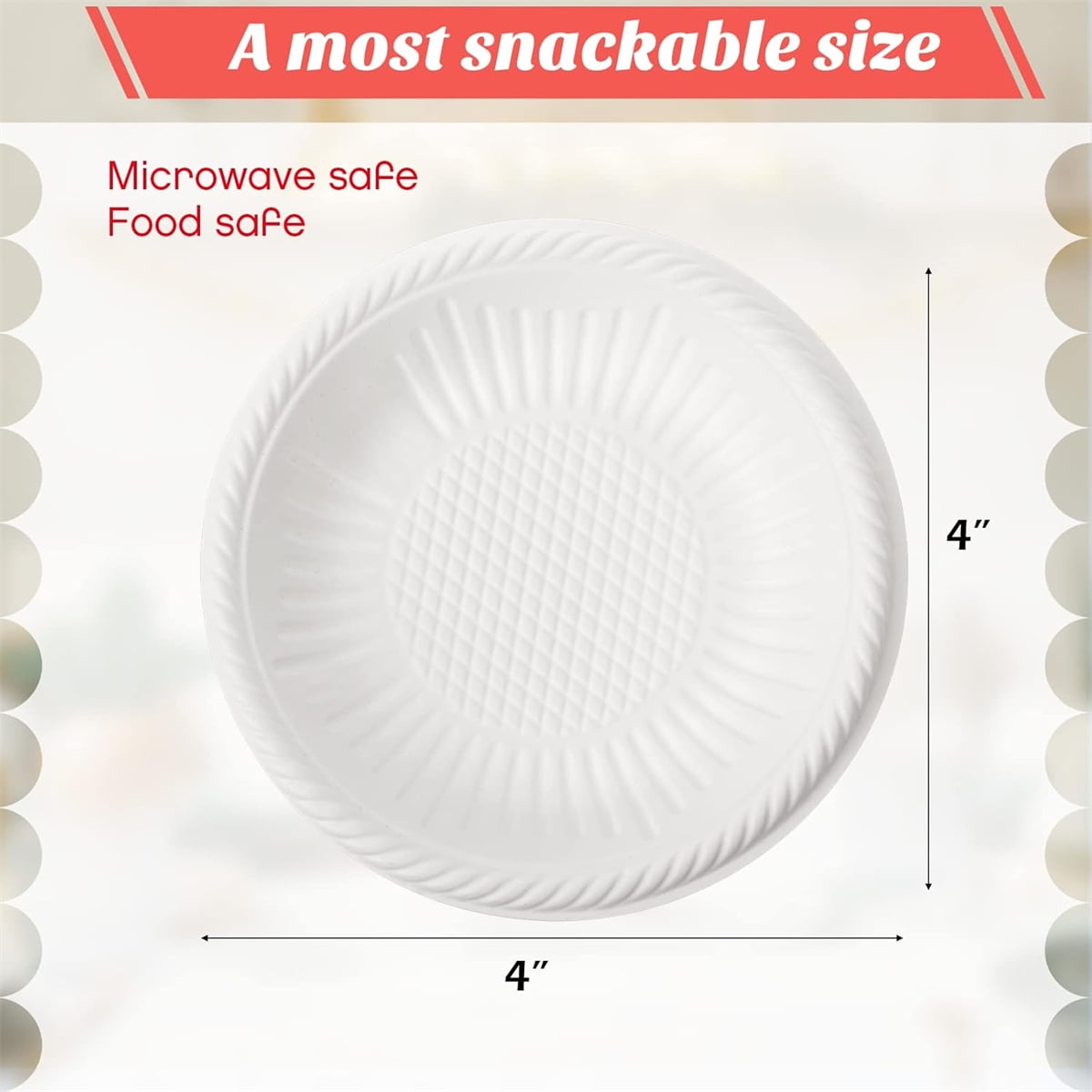 Dessert Paper Plates,Tutuviw 50 Count 4 Inch Mini Disposable Starch Plates,Heavy Duty Uncoated Plates,Round Cake Appetizer Dinner Paper Plates for Holiday Wedding Graduation Christmas Party, White