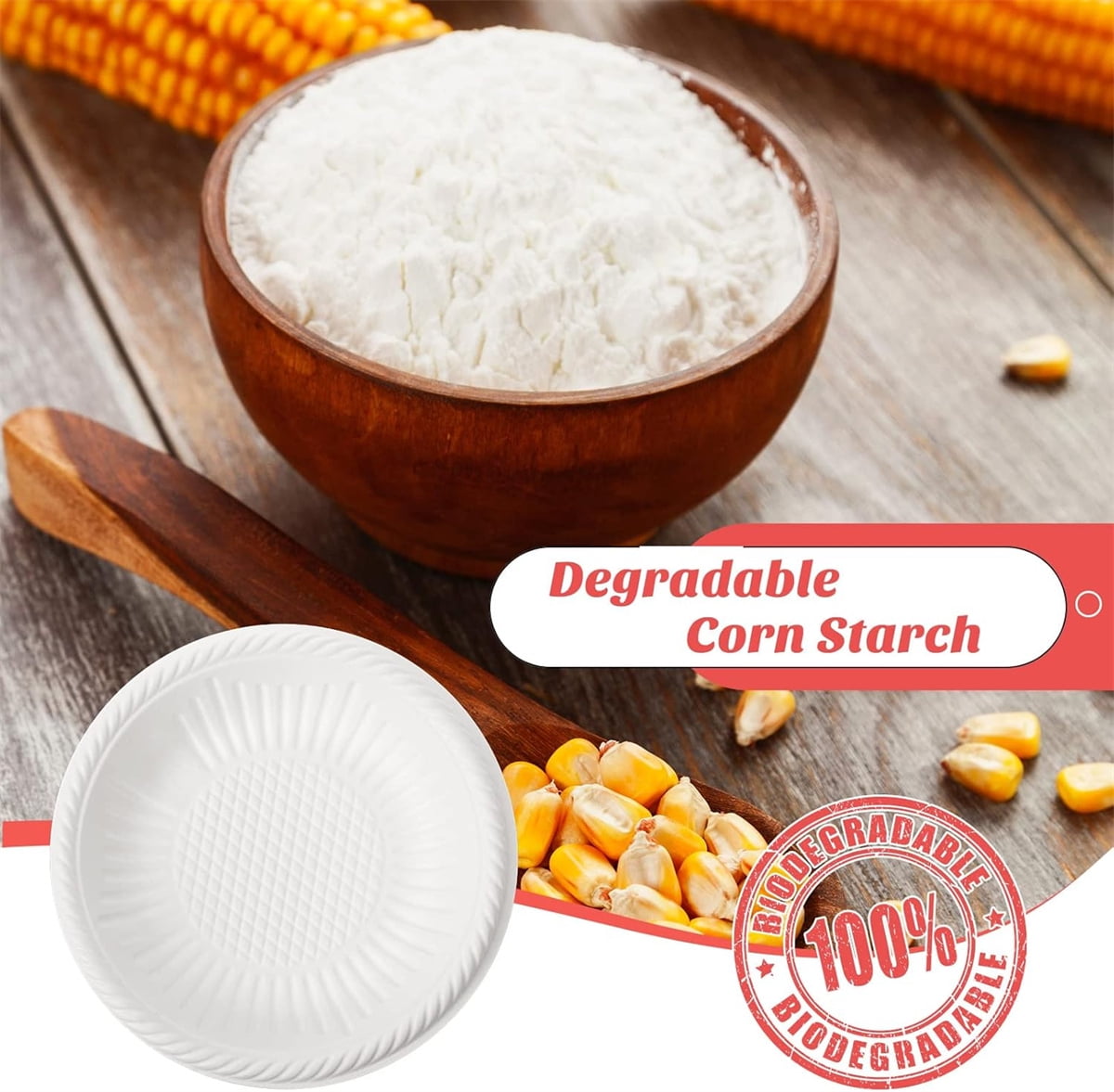 Dessert Paper Plates,Tutuviw 50 Count 4 Inch Mini Disposable Starch Plates,Heavy Duty Uncoated Plates,Round Cake Appetizer Dinner Paper Plates for Holiday Wedding Graduation Christmas Party, White