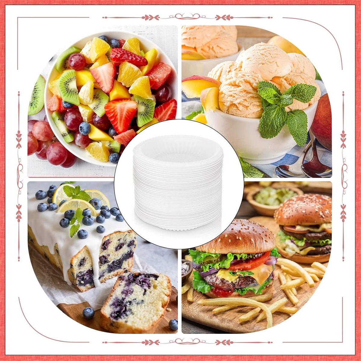 Dessert Paper Plates,Tutuviw 50 Count 4 Inch Mini Disposable Starch Plates,Heavy Duty Uncoated Plates,Round Cake Appetizer Dinner Paper Plates for Holiday Wedding Graduation Christmas Party, White