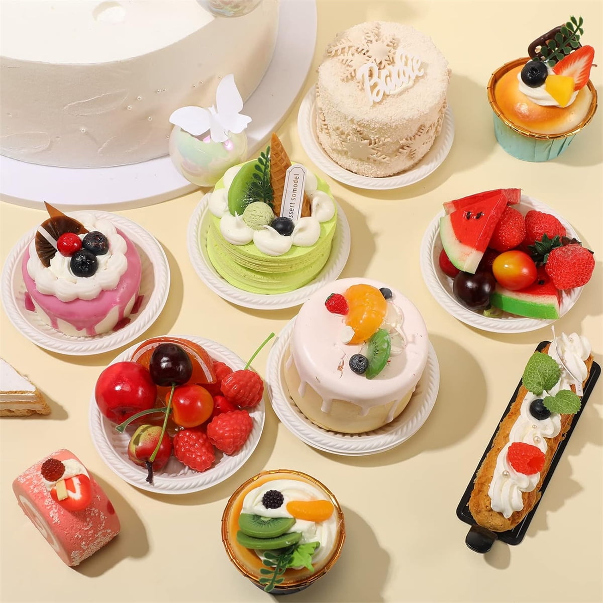Dessert Paper Plates,Tutuviw 50 Count 4 Inch Mini Disposable Starch Plates,Heavy Duty Uncoated Plates,Round Cake Appetizer Dinner Paper Plates for Holiday Wedding Graduation Christmas Party, White