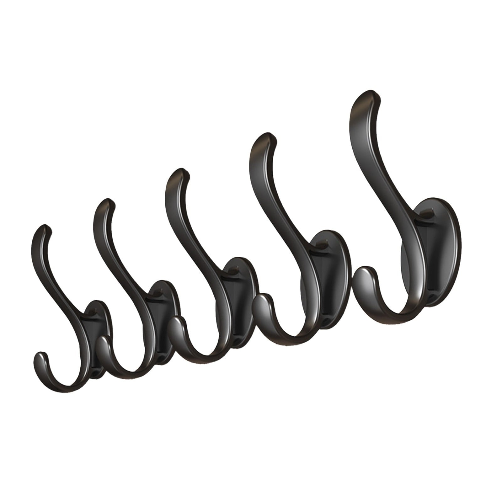 Wall Mounted Coat Hooks, 5 Pack Heavy Duty Hardware Robe Hooks, Decorative for Single Hanging Coats Towel Cubicle Classroom Kitchen Bath Backpack Hat Hook Black