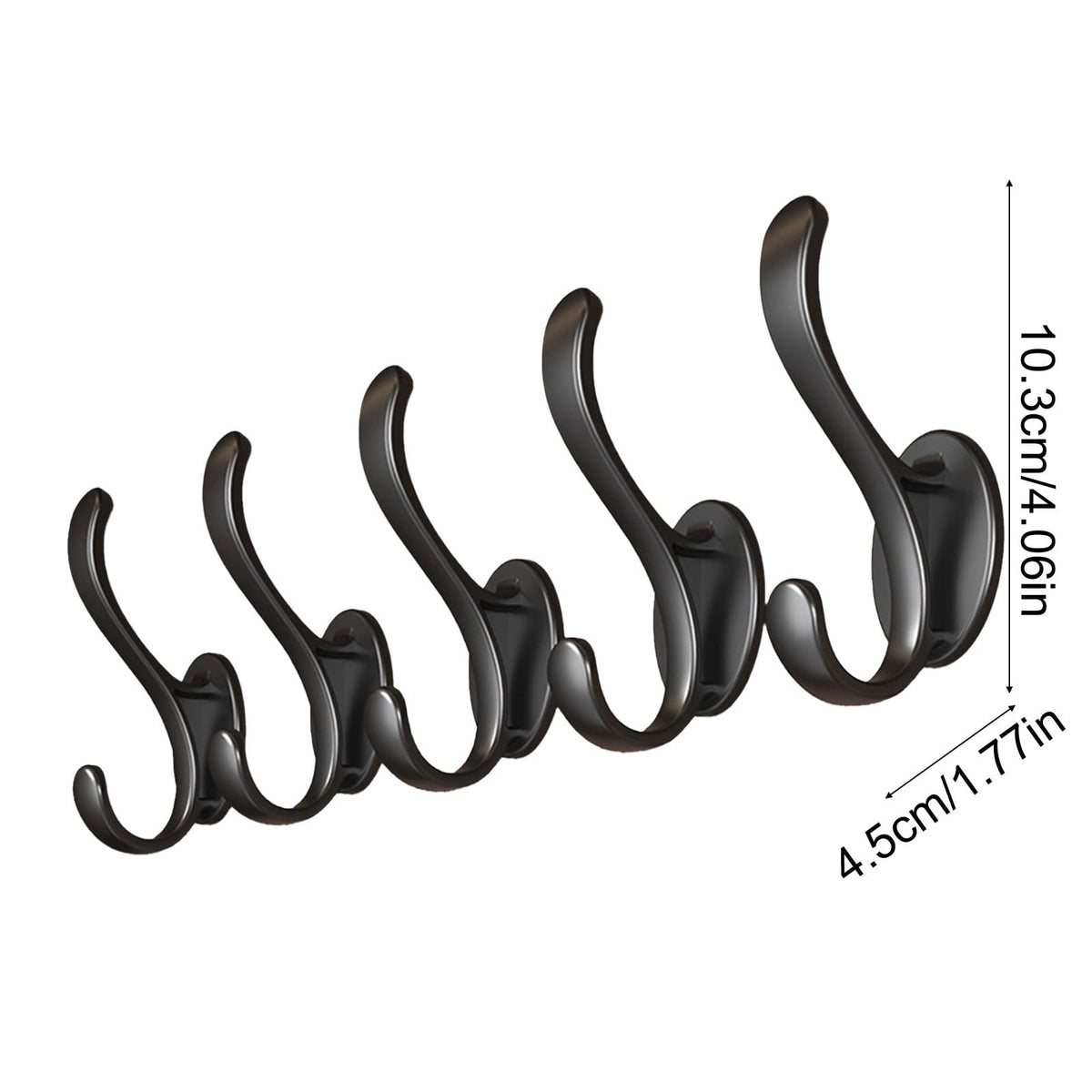 Wall Mounted Coat Hooks, 5 Pack Heavy Duty Hardware Robe Hooks, Decorative for Single Hanging Coats Towel Cubicle Classroom Kitchen Bath Backpack Hat Hook Black