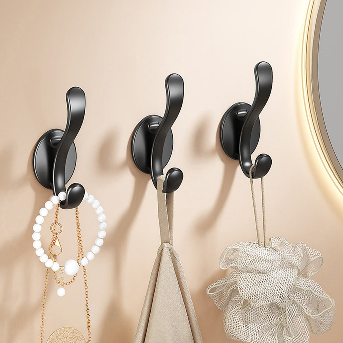 Wall Mounted Coat Hooks, 5 Pack Heavy Duty Hardware Robe Hooks, Decorative for Single Hanging Coats Towel Cubicle Classroom Kitchen Bath Backpack Hat Hook Black