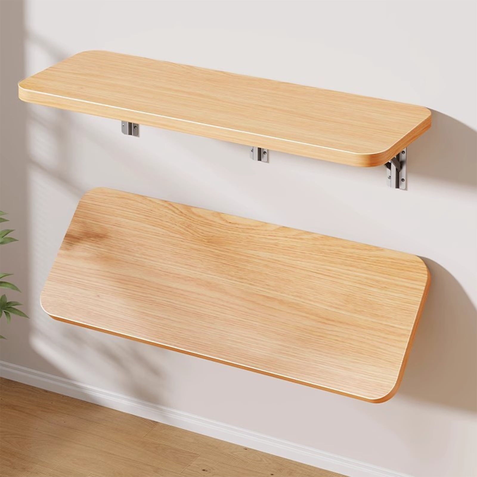 Floating Balcony Railing Table, Outdoor Indoor Wall Mounted Folding Table, Wall Mounted Shelves, Wall Foldable Shelves, Board Shelves, for Bedroom, Living Room, Kitchen Brown