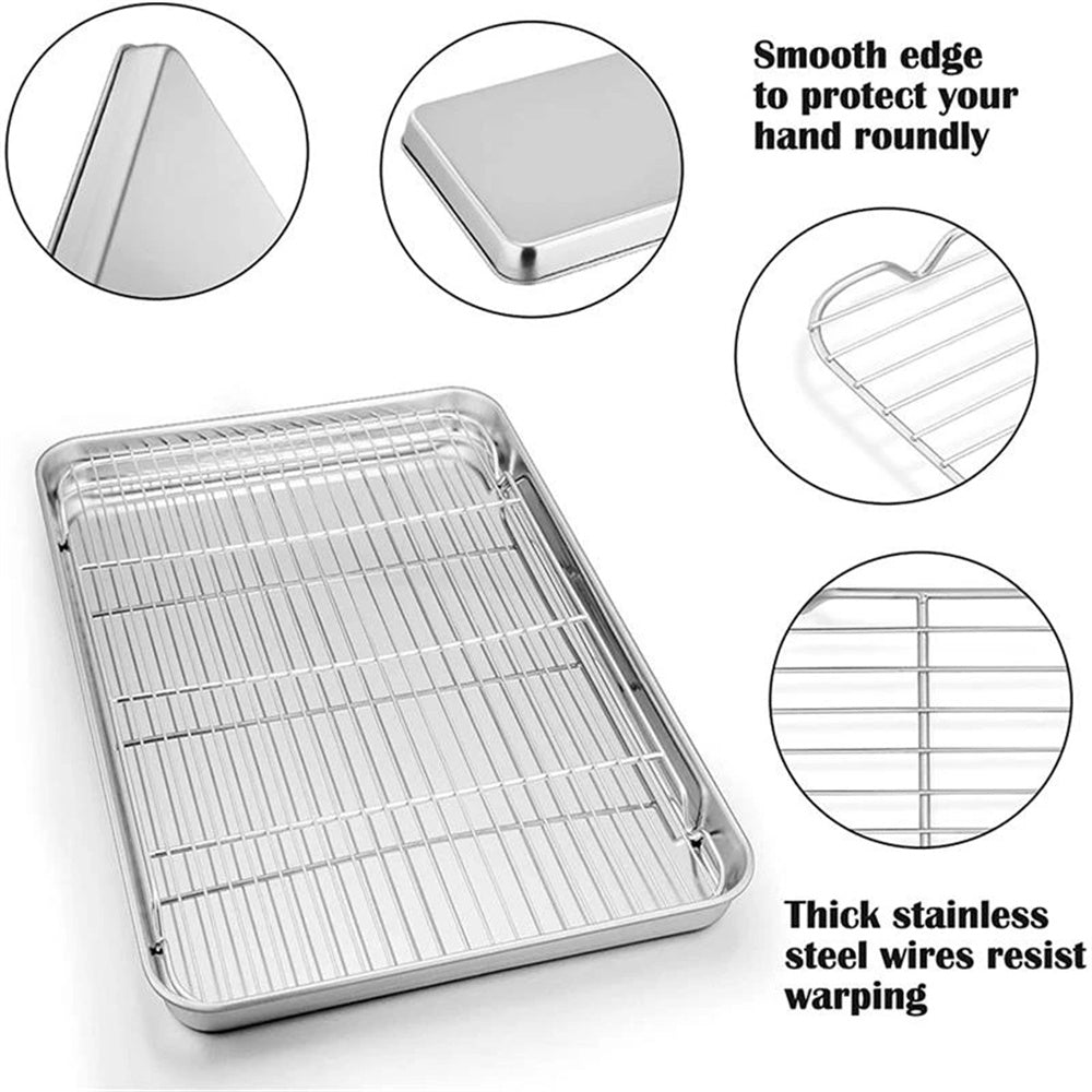 Baking Sheet With Cooling Rack, Half Sheet Pan With Wire Rack Set, Oven Baking Tray and Rack Set,15.75x11.8inch,Non Toxic & Easy Clean,Heavy Duty 9"