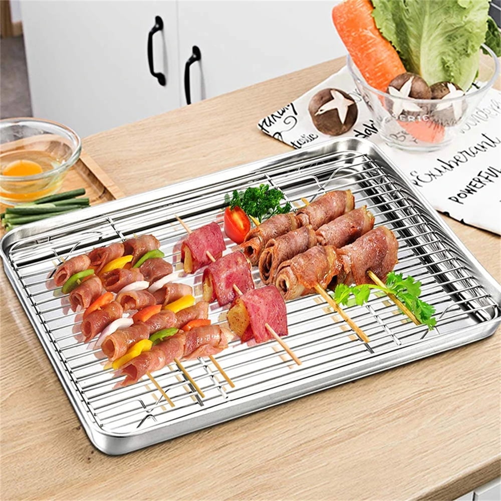 Baking Sheet With Cooling Rack, Half Sheet Pan With Wire Rack Set, Oven Baking Tray and Rack Set,15.75x11.8inch,Non Toxic & Easy Clean,Heavy Duty 9"