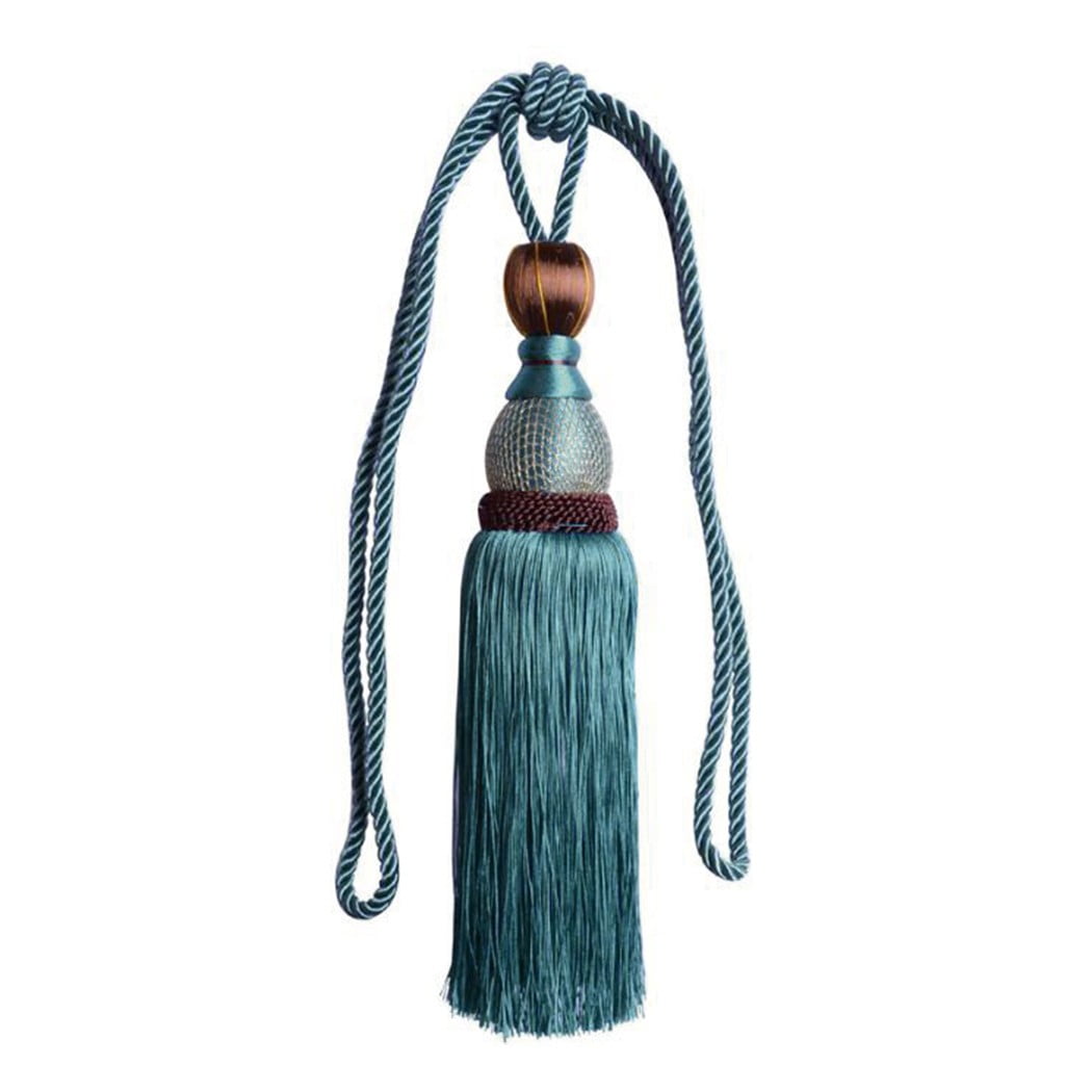 Bosisa 2pcs Large Tie Backs Ball Tassel Curtain Rope Tieback,Gold Blue