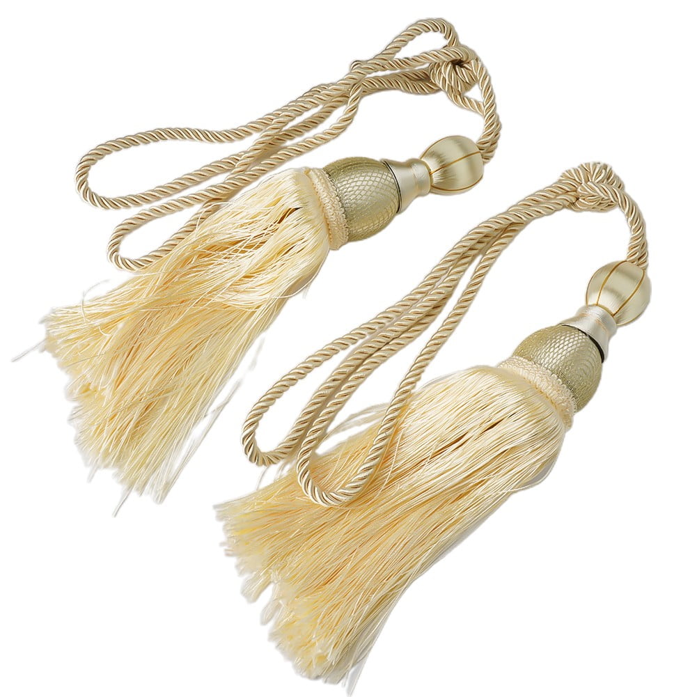 Bosisa 2pcs Large Tie Backs Ball Tassel Curtain Rope Tieback Gold