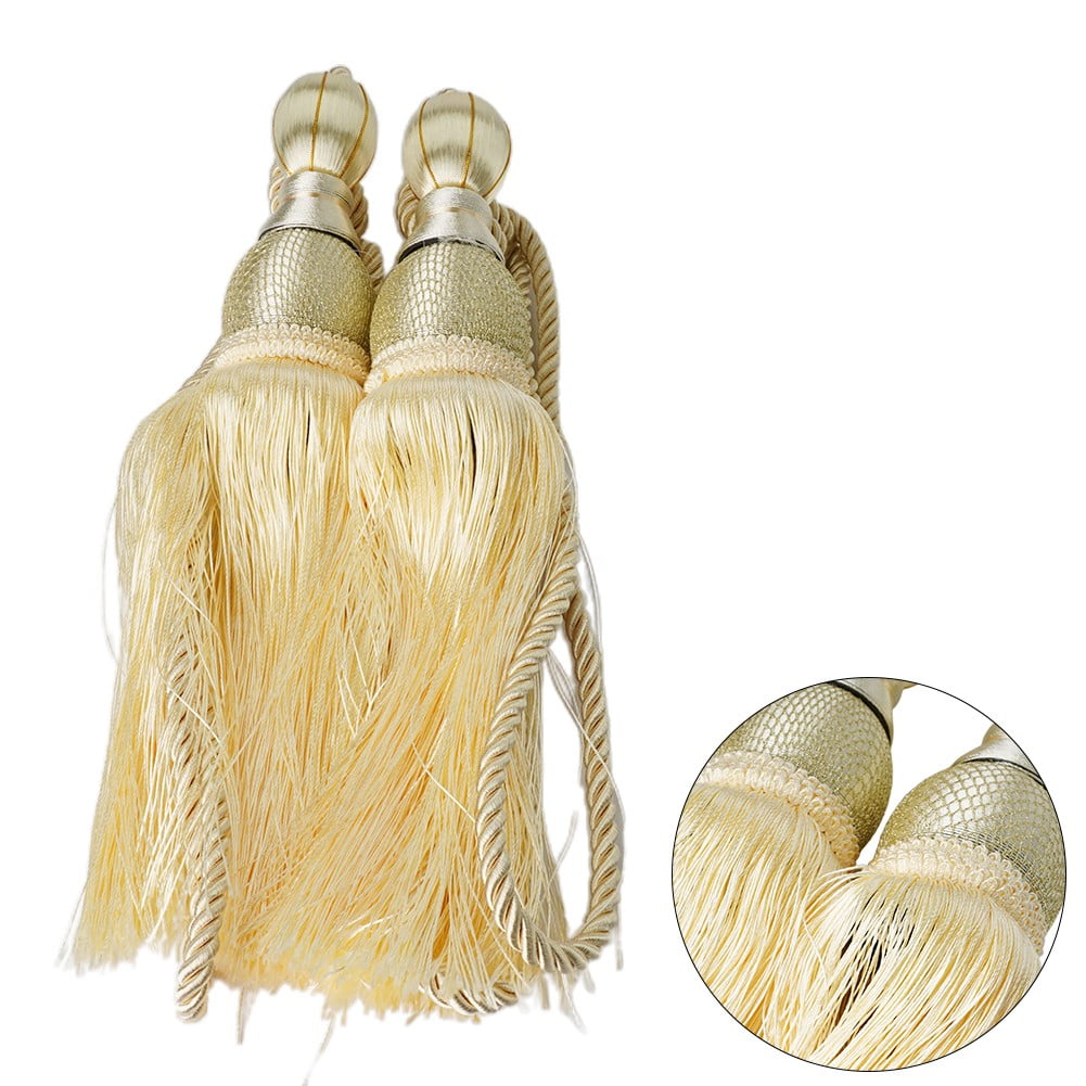 Bosisa 2pcs Large Tie Backs Ball Tassel Curtain Rope Tieback Gold