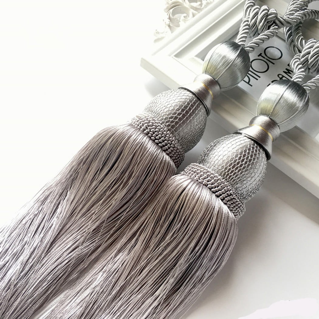 Bosisa 2pcs Large Tie Backs Ball Tassel Curtain Rope Tieback,Gold Silver