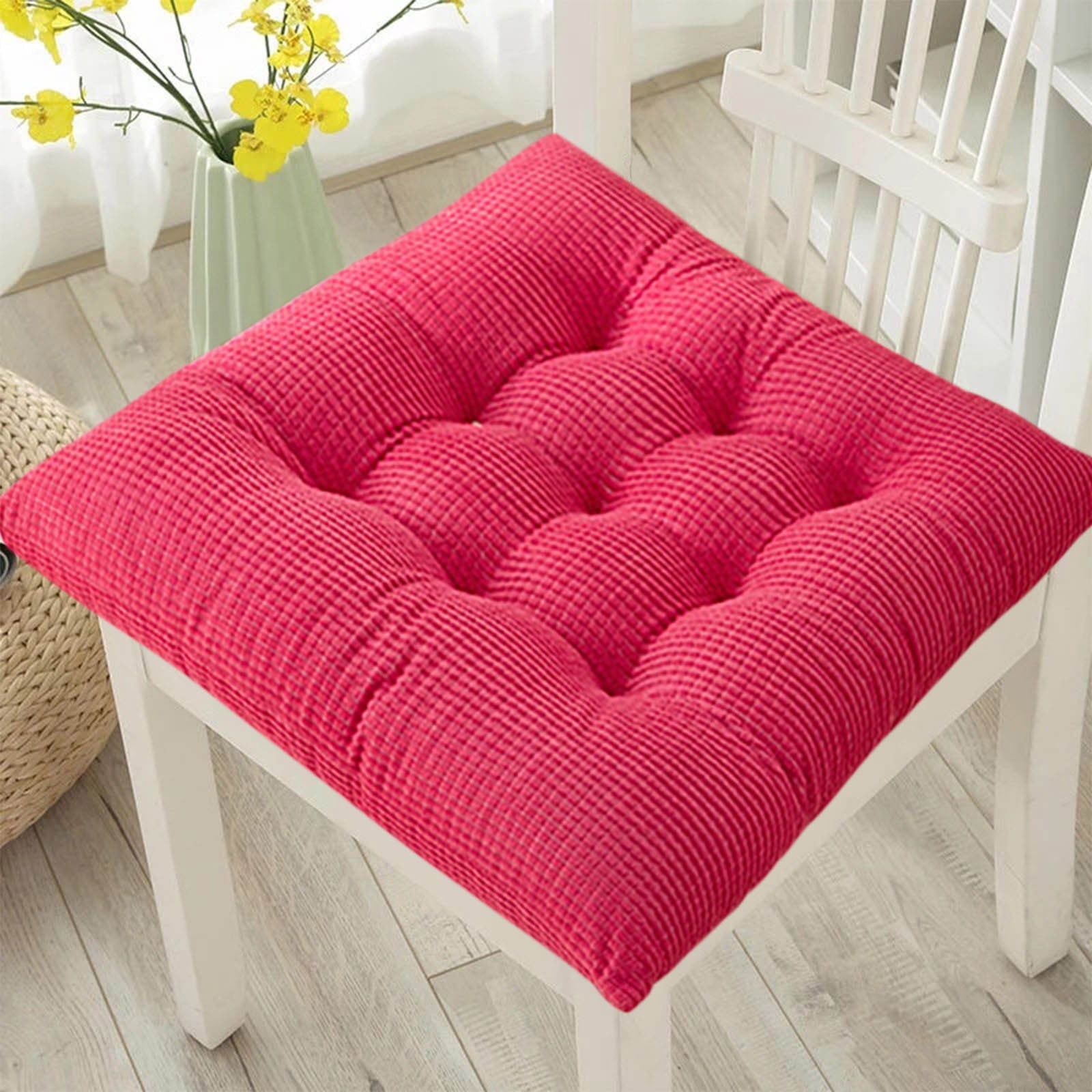 Solid Color Thickened Corduroy Chair Cushions 17.7 * 17.7in Extra-Large Size Seat Cushion with Machine Washable,Large Size Dining Chair Cushion Student Office Tatami Cushion Meditation Cushion 15.7" x 15.7" Coffee