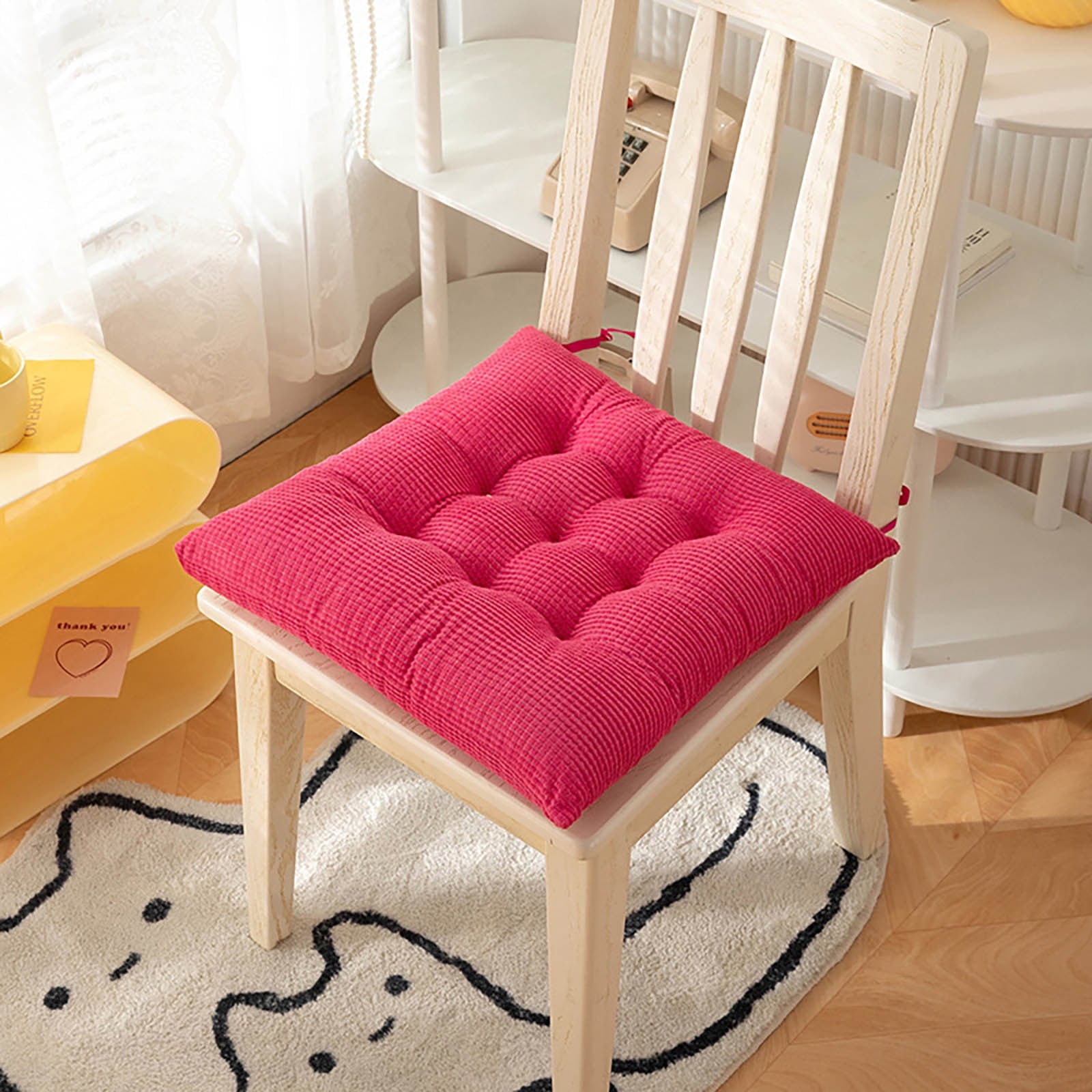 Solid Color Thickened Corduroy Chair Cushions 17.7 * 17.7in Extra-Large Size Seat Cushion with Machine Washable,Large Size Dining Chair Cushion Student Office Tatami Cushion Meditation Cushion 15.7" x 15.7" Purple