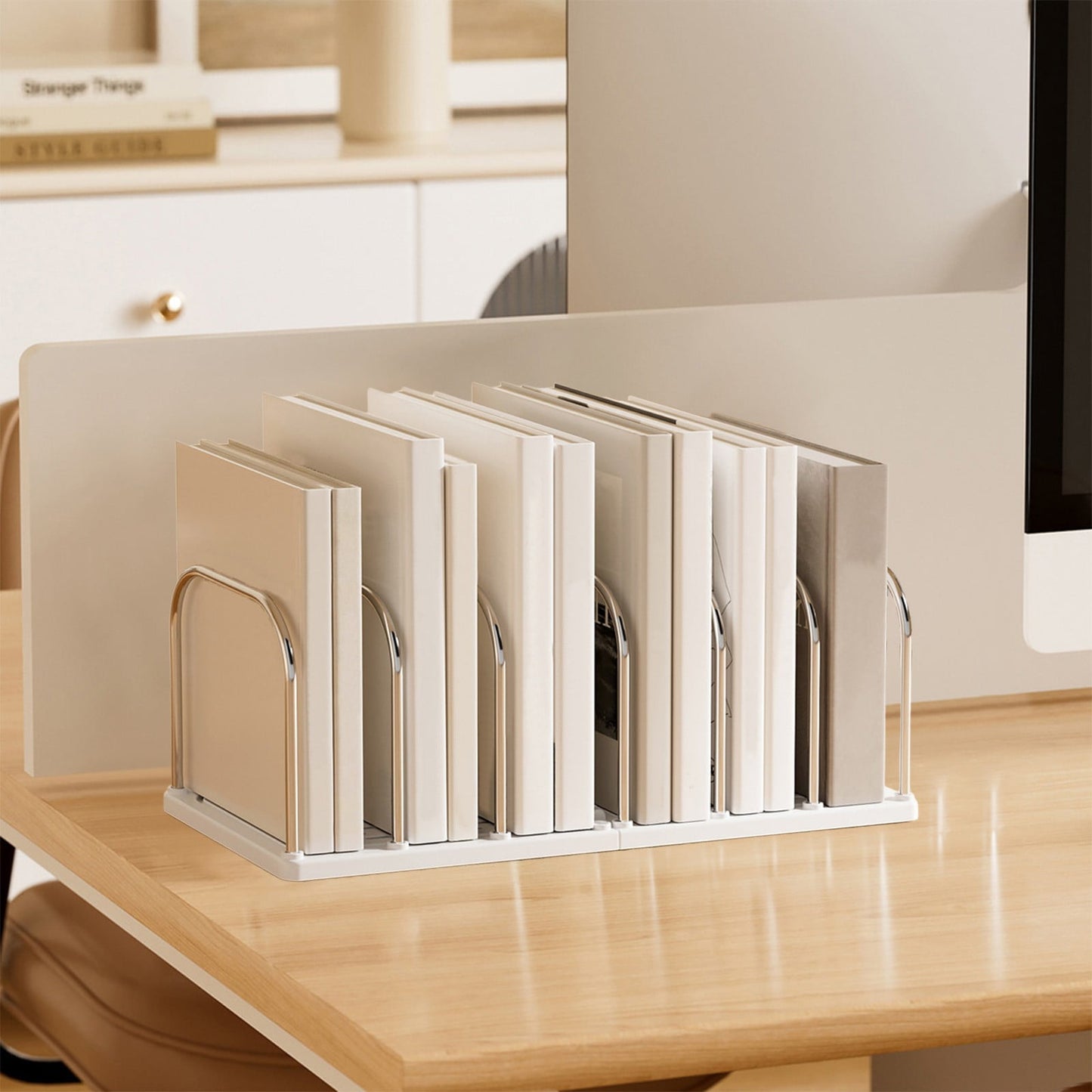 Multi-Tier Desktop Bookshelf - Space-Saving Desk Organizer for Books, Files & Learning Supplies, Serviceable Storage Rack for Office, Study, or Home Use (Lightweight & Compact) 14.6×5.9×5.3 in Yellow