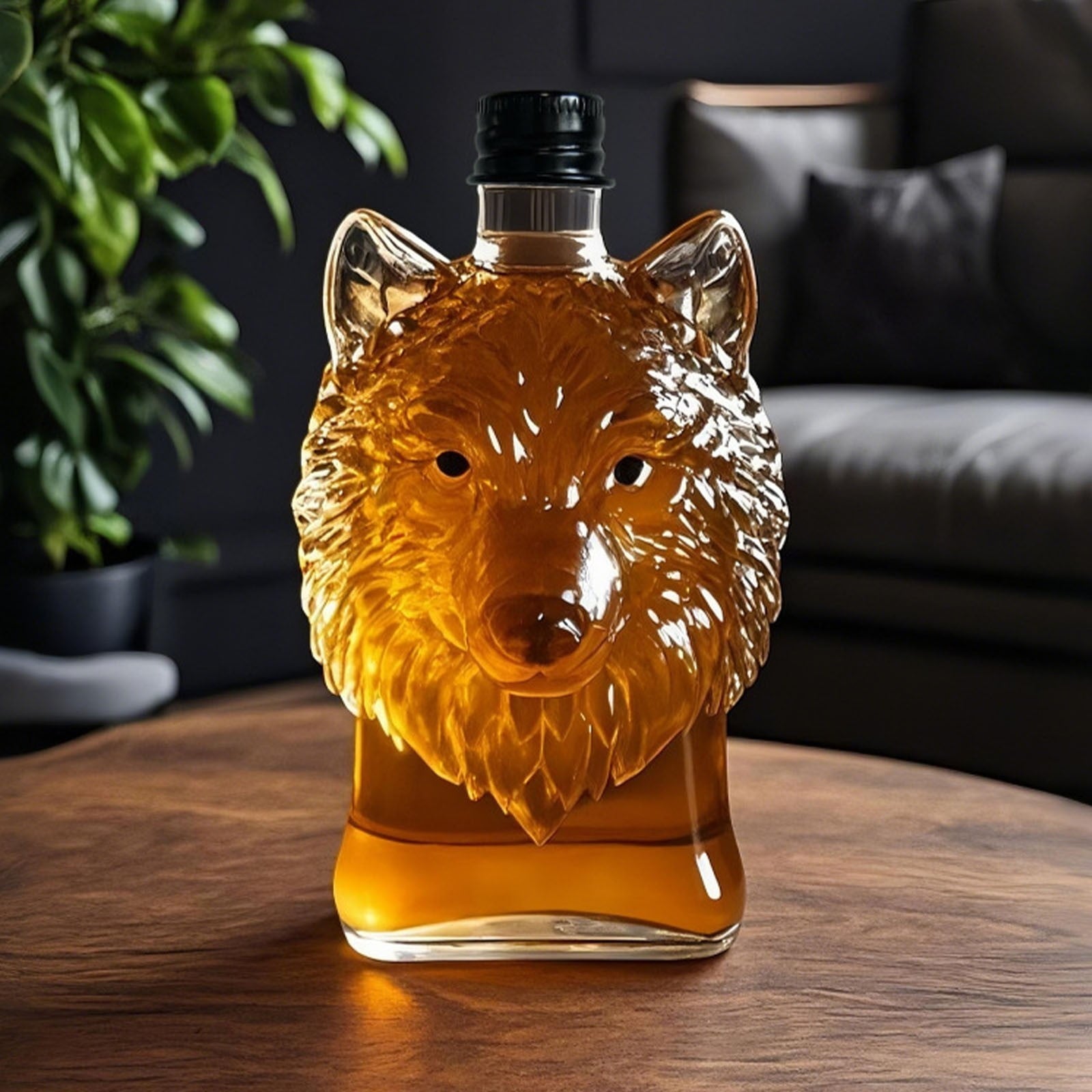 Wolf Whiskey Bottle, Funny Wolf Whiskey Bottle, 3D Wolf Shape Glass, Wine Decanter for Men Dad, Home Bar Dachshund Lover Decor E