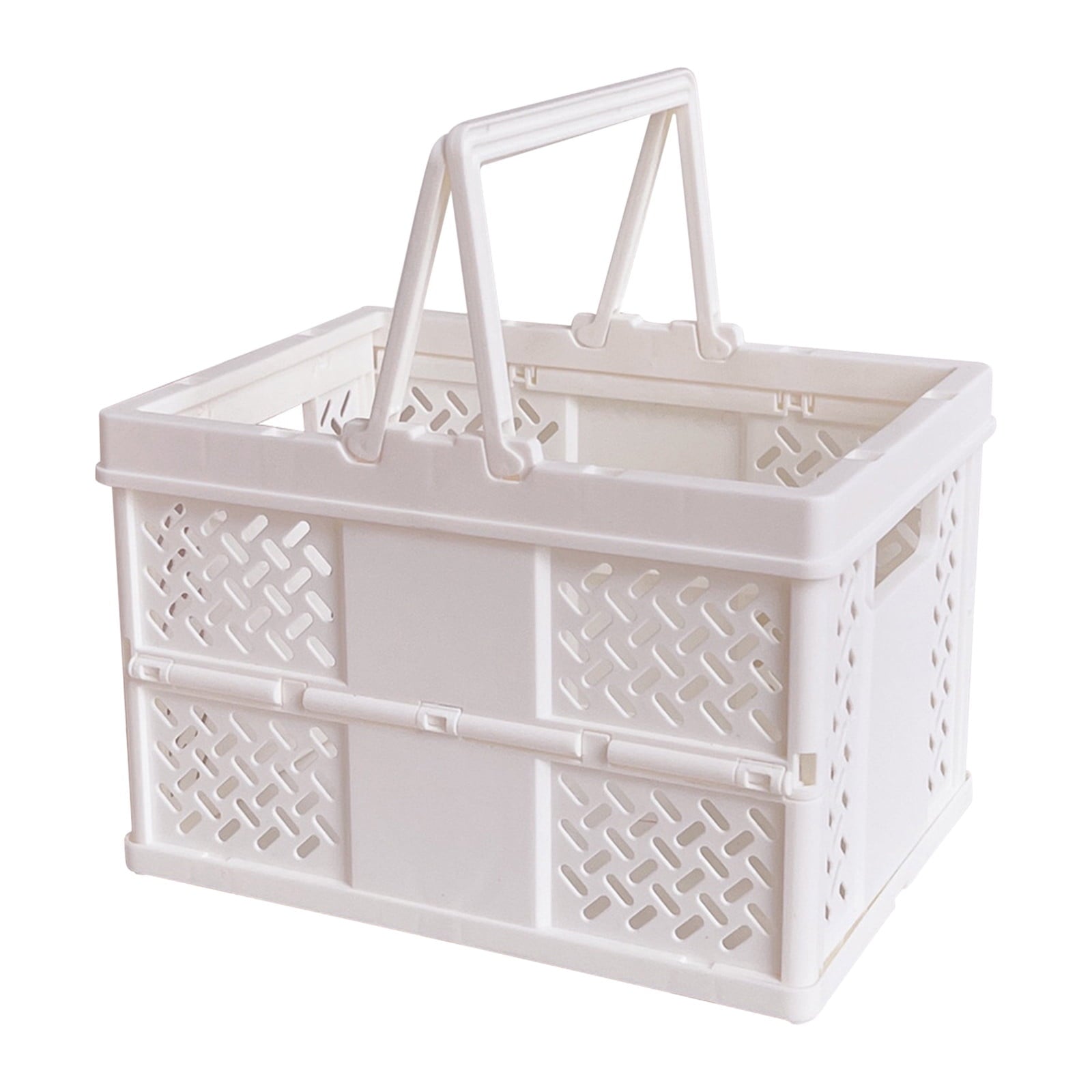 Large Picnic Basket, Collapsible Picnic Basket, Basket With Handle, Beach Picnic Basket, For Home, Kitchen, Camping, Picnic, Beach, Shopping White