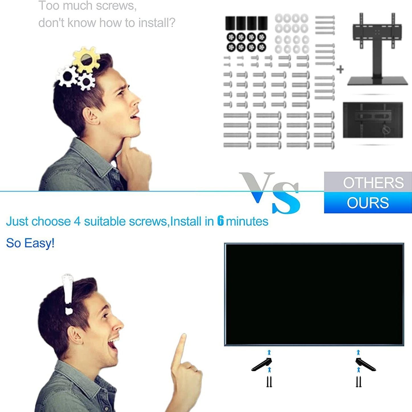 TV Stand Legs for Smart Tv  with Screws, Please Check TV Models Before Purchase TV Stand Legs Replacement, Easy Installation