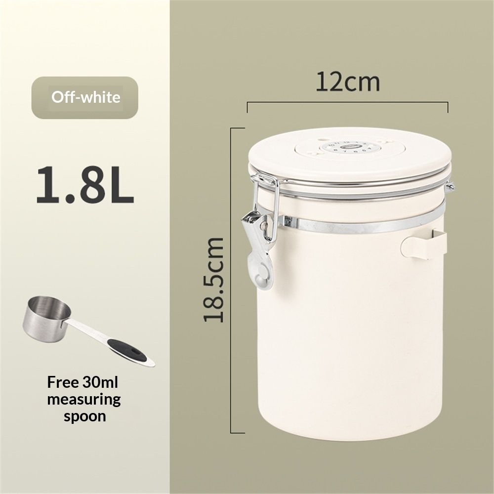 Coffee Canister Airtight Coffee Container Stainless Steel Coffee Bean Storage Container with Scoop Coffee Canister for Beans Grounds Sugar Flour Tea Cereal,1.8L ,Beige