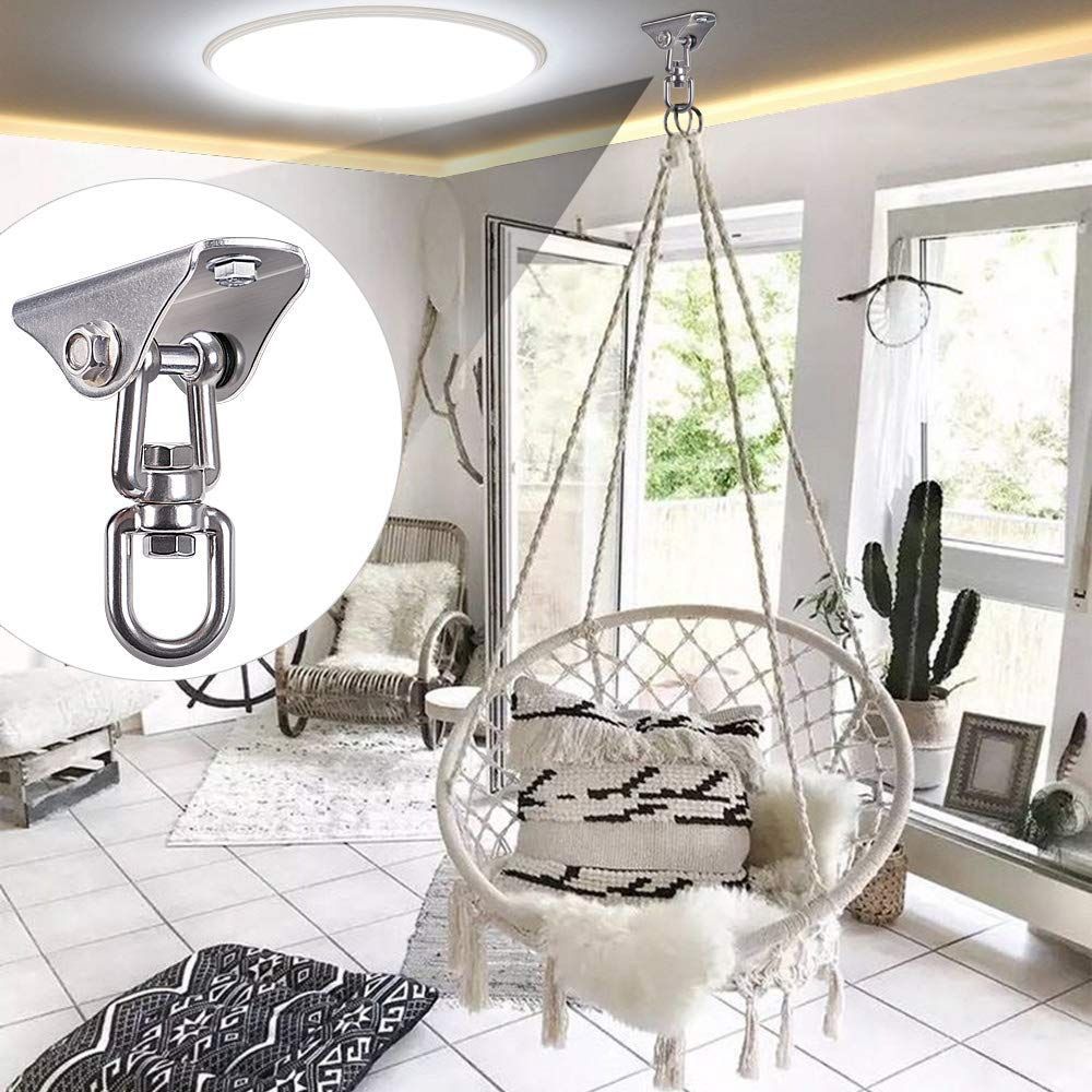 Stainless Steel Swing Hanger Heavy Duty Ceiling Swing Mount Free Swivel Swing Hook Swing Hardware Kit for Yoga Swing Hammock Chair Porch Swing Sets Heavy Punching Bag