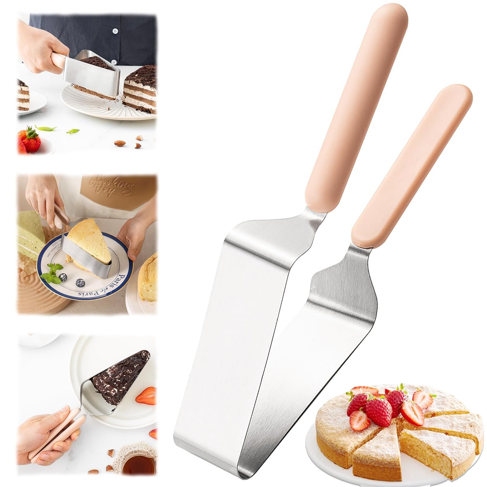 Cake Cutter, Stainless Steel Cake Knife and Server with Double Handle, Adjustable Cake Slicer for Cake Server, Pie Server,