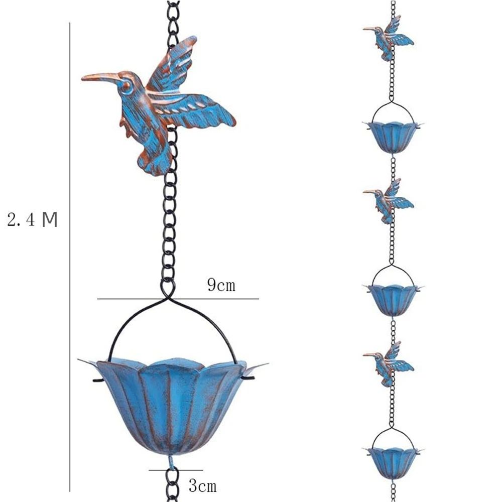 7.87FT Rain Chain, Hummingbird Rain Chains for Outside