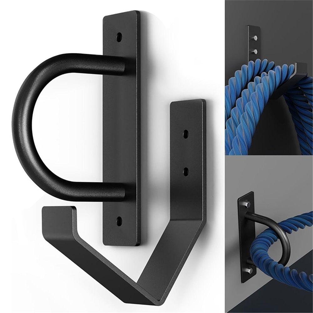 Steel Battle Rope Wall Mount Kit w/Anchor & Storage Hook - Matte Black Secure Mounting | Durable Steel Battle Rope Holder for Home and Gym Use