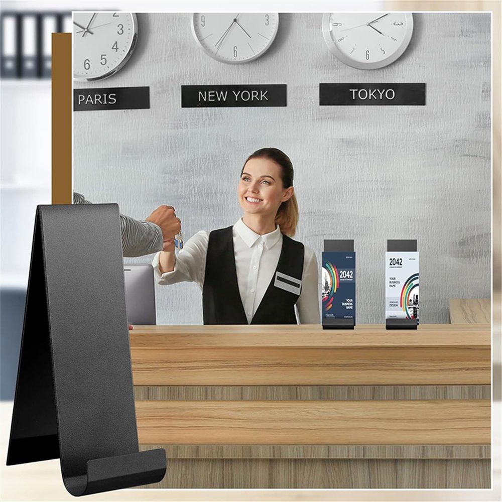 4 Pcs Metal Fancy Brochure Holder Display Flyer Brochure Holder Stand Table Vertical Countertop Literature Organizer for Booklets Pamphlet Magazine Menu Journals(Black)