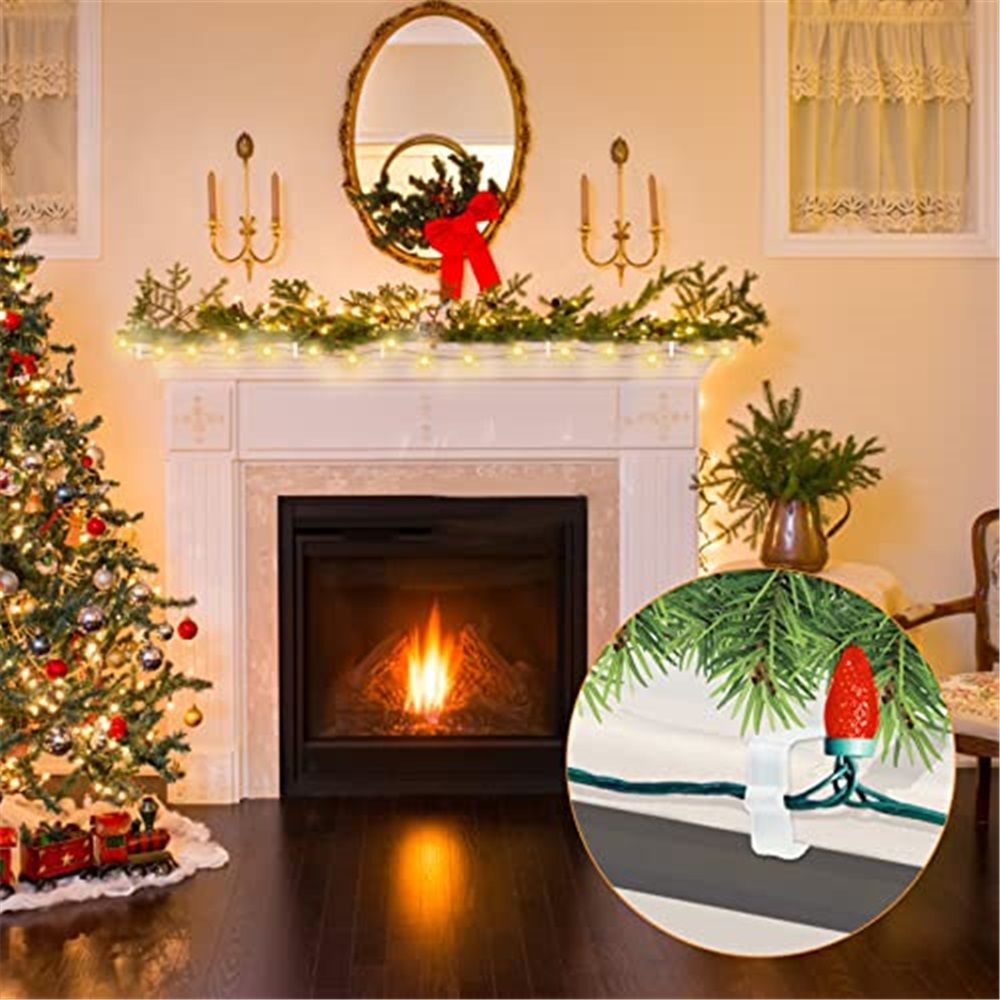 Christmas Light Hangers Clips 1 5/8 inch Fascia Board Clips Hooks Holiday Deck Light Hooks for Christmas Decoration Roof Gutter Fence in Thickness from 1'' to 1 5/8" (White, 100PCS)