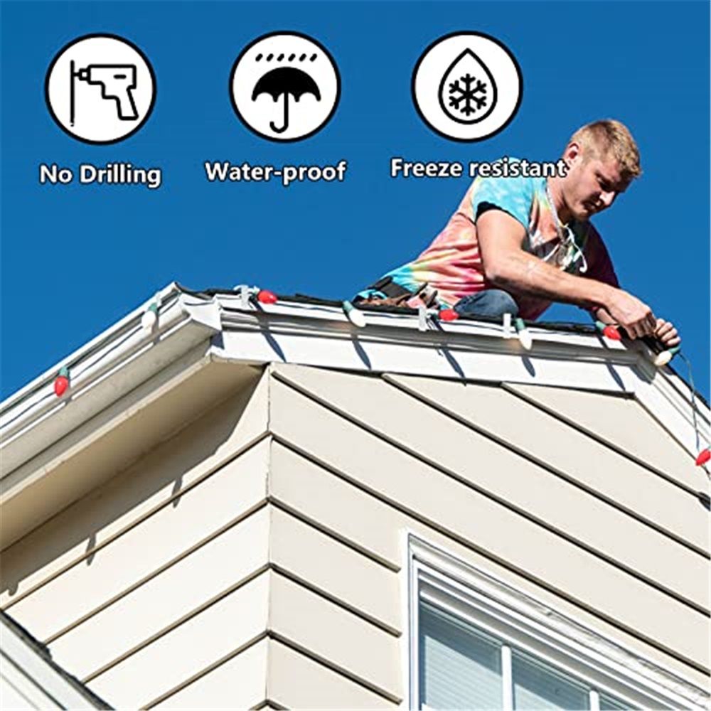 Christmas Light Hangers Clips 1 5/8 inch Fascia Board Clips Hooks Holiday Deck Light Hooks for Christmas Decoration Roof Gutter Fence in Thickness from 1'' to 1 5/8" (White, 100PCS)