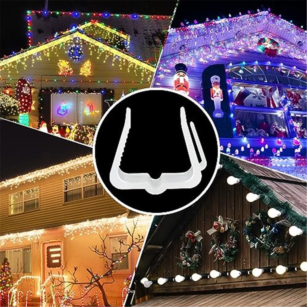 Christmas Light Hangers Clips 1 5/8 inch Fascia Board Clips Hooks Holiday Deck Light Hooks for Christmas Decoration Roof Gutter Fence in Thickness from 1'' to 1 5/8" (White, 100PCS)