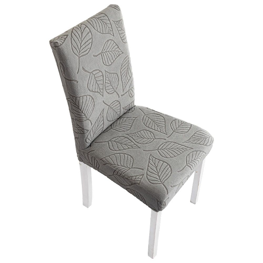Dining Chair Covers,Dining Room Chair Covers Set of 4,Printed Chair Slipcover, Soft Removable Washable,Pet Friendly Furniture Protector Seat Cover,Universal Fit for Hotel,Banquet（Dark Gray Leaf）
