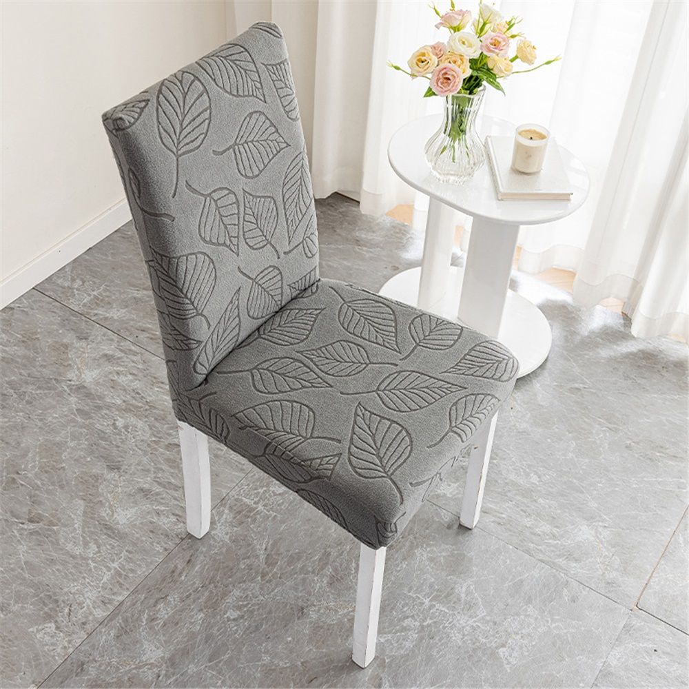 Dining Chair Covers,Dining Room Chair Covers Set of 4,Printed Chair Slipcover, Soft Removable Washable,Pet Friendly Furniture Protector Seat Cover,Universal Fit for Hotel,Banquet（Dark Gray Leaf）