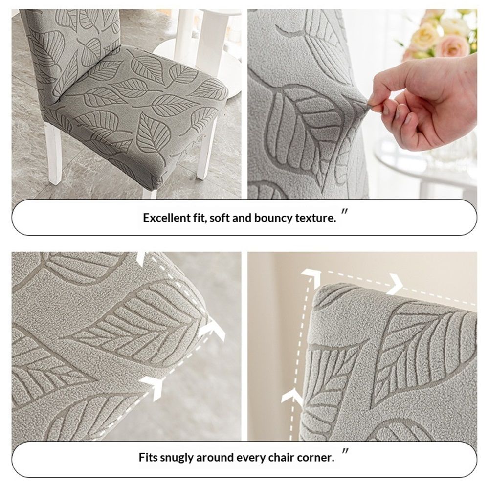 Dining Chair Covers,Dining Room Chair Covers Set of 4,Printed Chair Slipcover, Soft Removable Washable,Pet Friendly Furniture Protector Seat Cover,Universal Fit for Hotel,Banquet（Dark Gray Leaf）