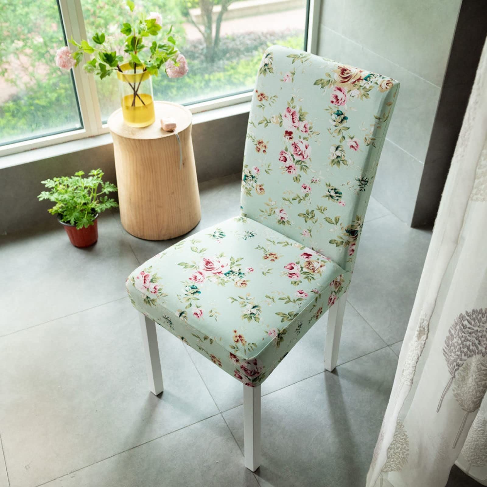 Dining Room Chair Covers Set of 4, Stretch Pattern Chair Slipcovers polyester Removable Washable Kitchen Chair Protector Cover for Dining Room, Hotel, Ceremony