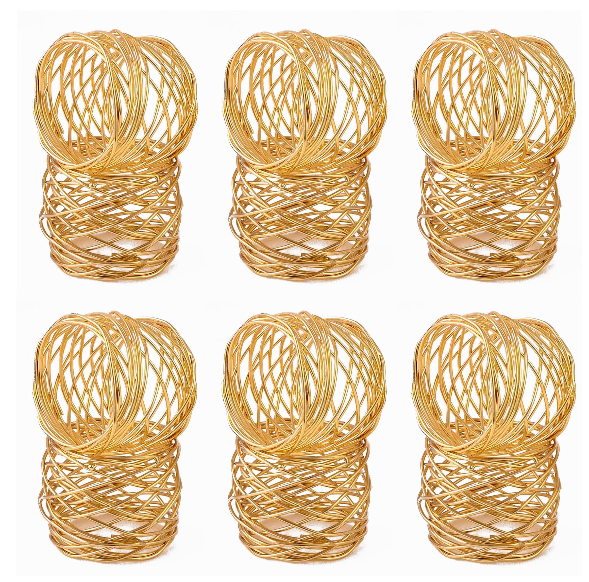 Golden Napkin Rings Set of 12 Handmade Dining Table Napkin Holder Classic Everyday Thanksgiving Holiday Christmas Festive Party Gift Farmhouse Décor