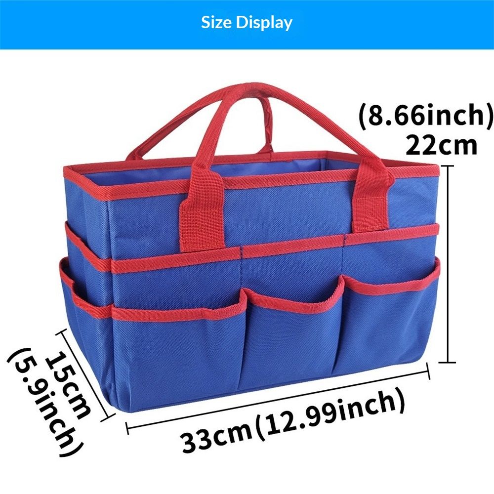 Teacher Handle Tote Bag Organizer,Tote Bag Organization for  Crafts,Art,Paper,Books,School,Sewing,Travel with Handles,Ofiice Supplies Storage (Blue+red)