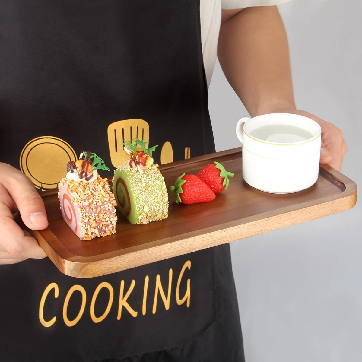 2pcs  Wood Platters Small 11.5"x4.2" Long Charcuterie Board Rectangle Decorative Tray Wooden Serving Platter for Food Appetizer Cake Plates Kitchen Dish Cheese Boards Rectangular