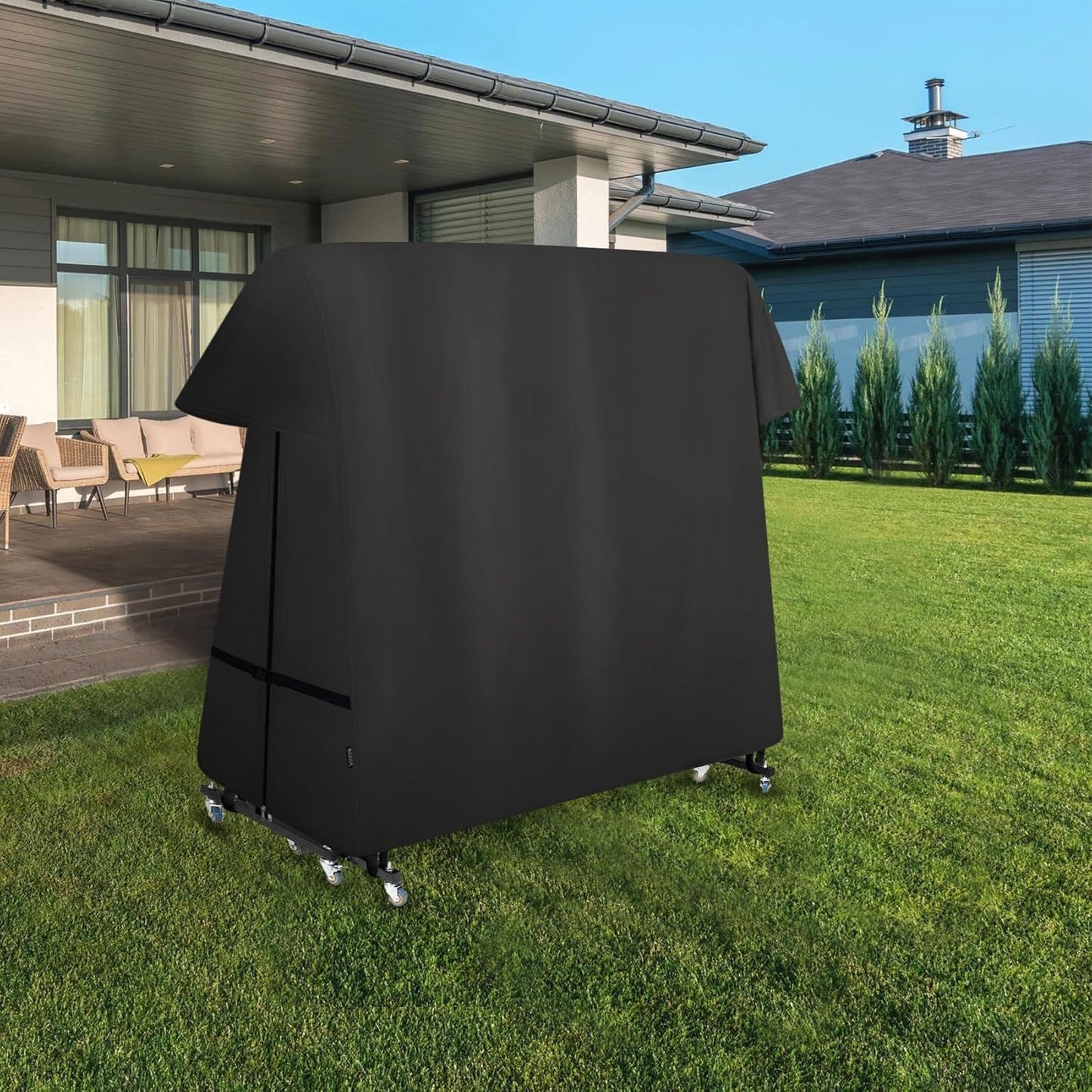 Ping Pong Table Cover,Table Tennis Cover Waterproof Sunproof Indoor & Outdoor Fits Universal Tables (Black) 280*153*73cm
