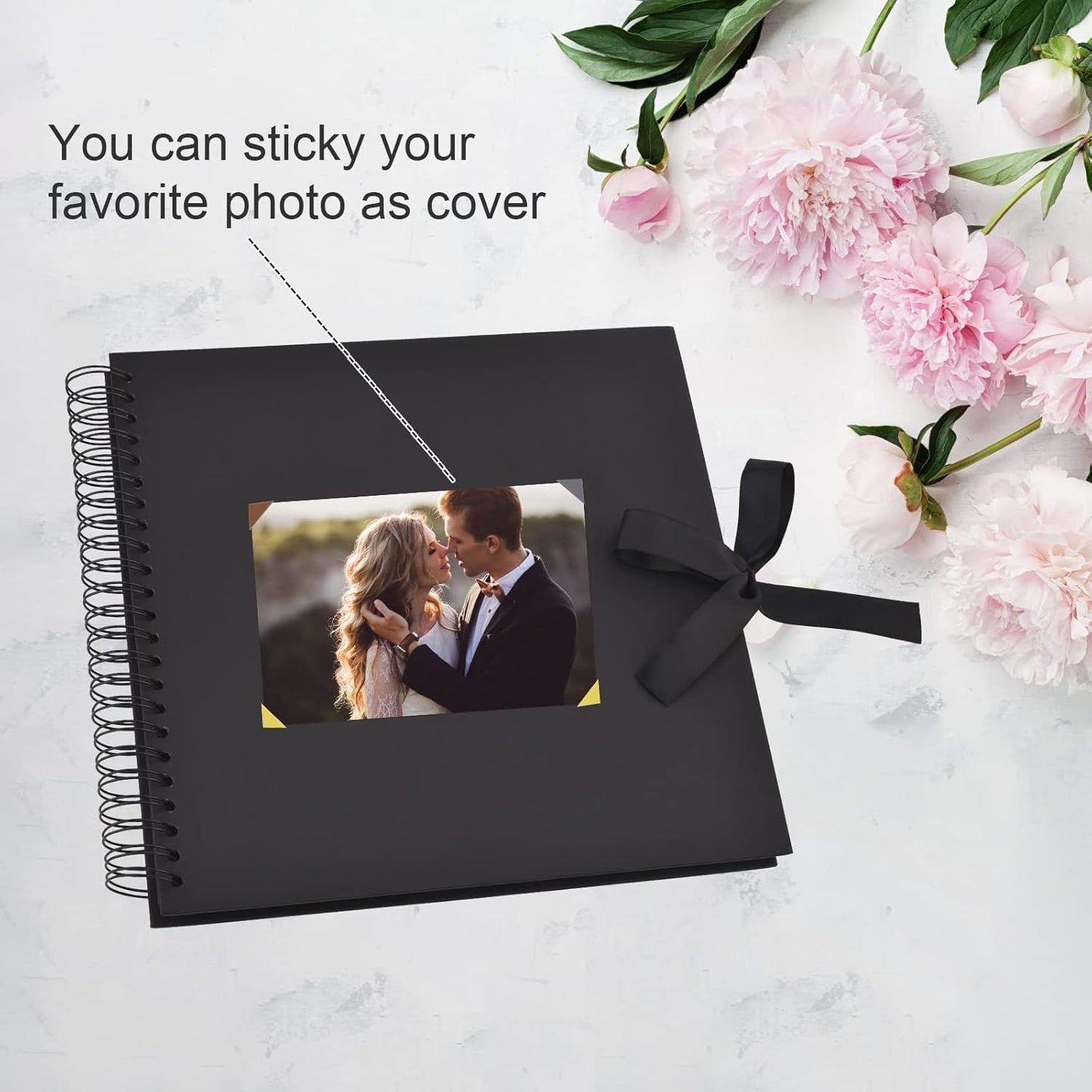 80 Pages Scrapbook Album with  Metallic Markers,Craft Paper Photo Album for Wedding and Anniversary, Family DIY Scrapbook Accessories with Scrapbooking Stickers Corners(Black)…
