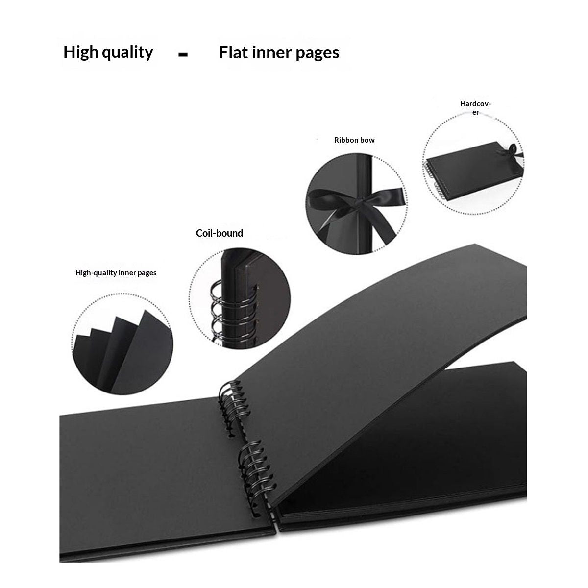 80 Pages Scrapbook Album with Metallic Markers,Craft Paper, Black