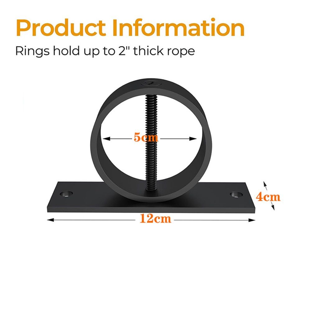 5 Packs Black Rope Support Holder with Cross Screw Securing Rope Drop Ring Brackets Stainless Steel Decorative for Hemp Rope Fencing Stair Deck Railing Ceiling Hook