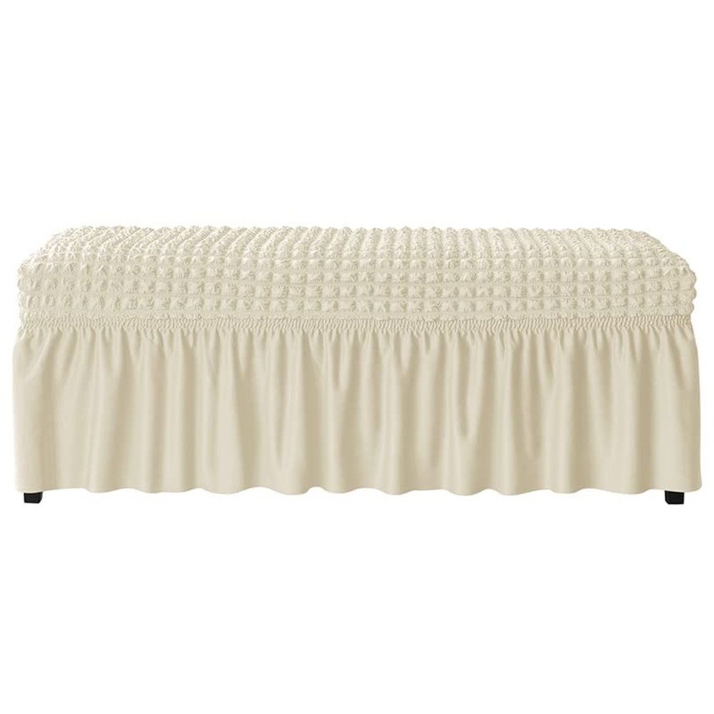 Elastic dining chair cover, soft sofa cover, detachable and washable dining room sofa cover with skirt, suitable for banquet bedrooms (M, beige)