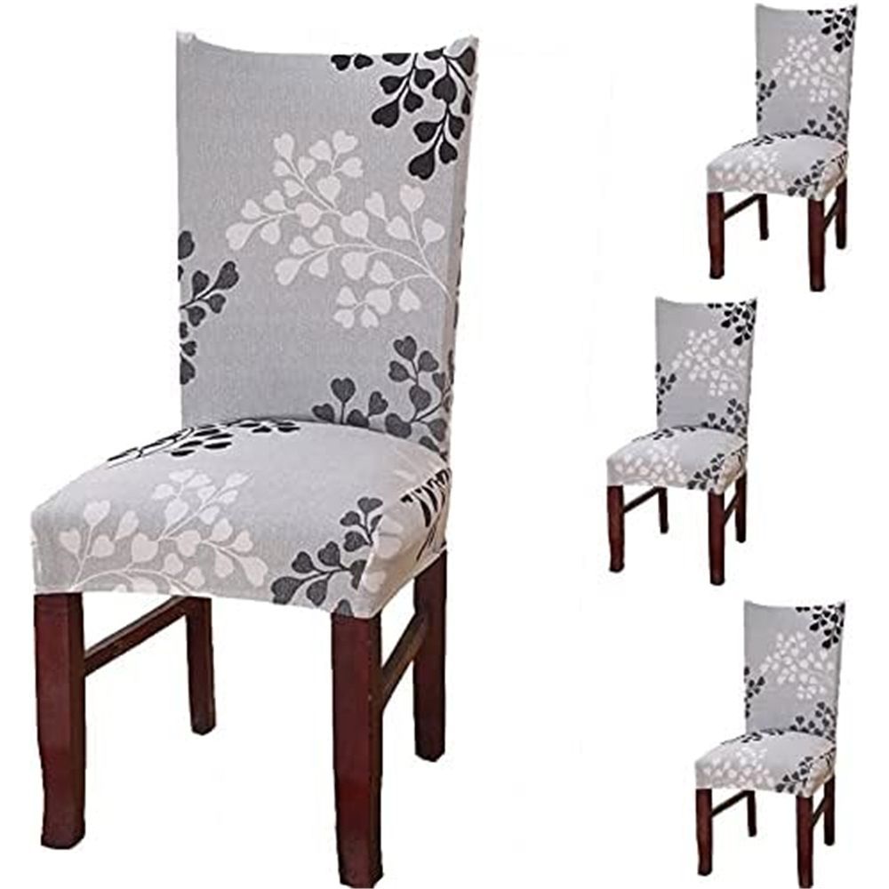 Dining Room Chair Covers for Dining Room Set of 4,Stretch Dining Chair Cover for Dining Room Kitchen Washable Removable(4Pack,Printed Leaf Pattern)