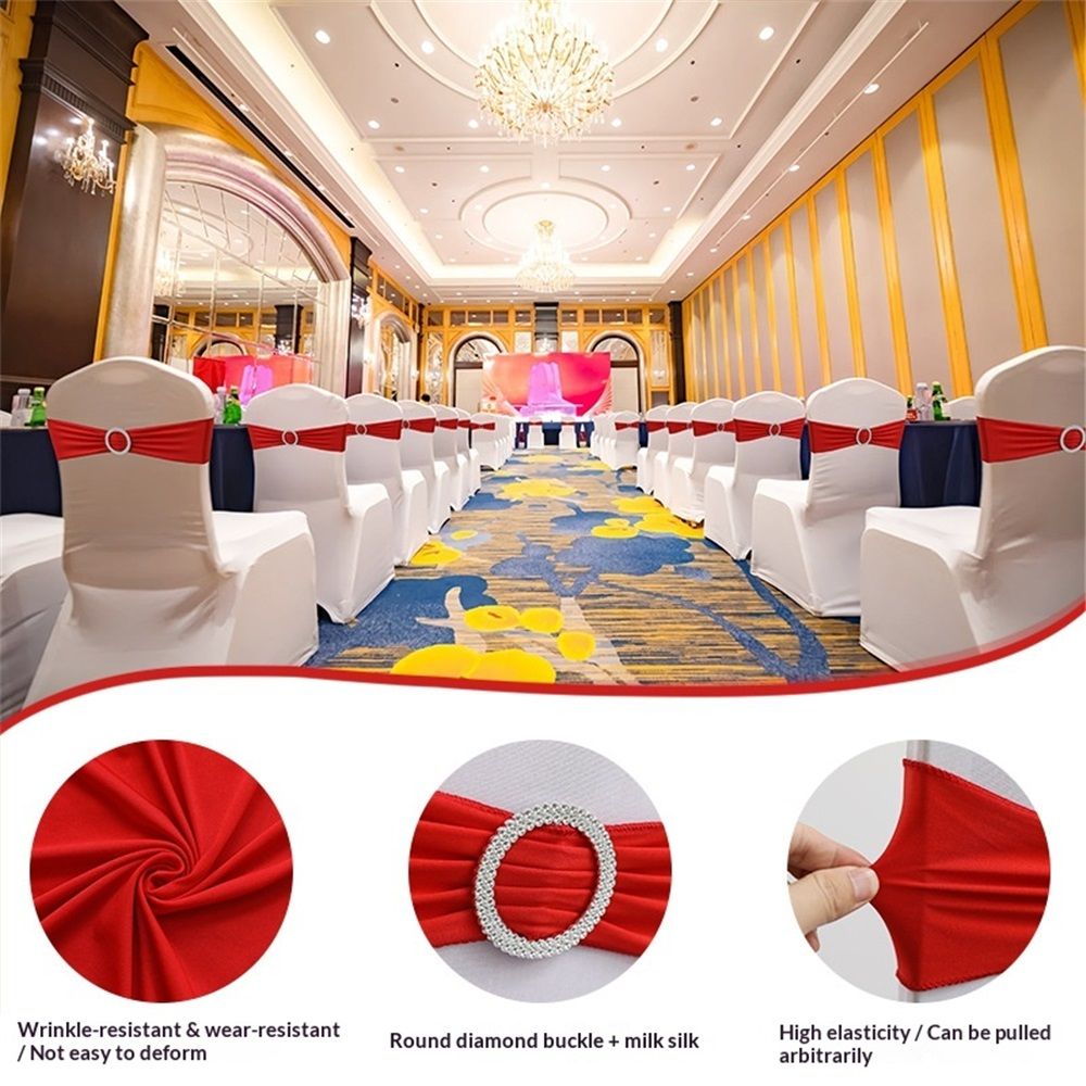 20 pcs red Stretch Chair Sashes for Christmas Wedding Parties Banquet Decorations Elastic Chair Covers with Slider Buckle Engagement Hotel Bridal Shower Xmas