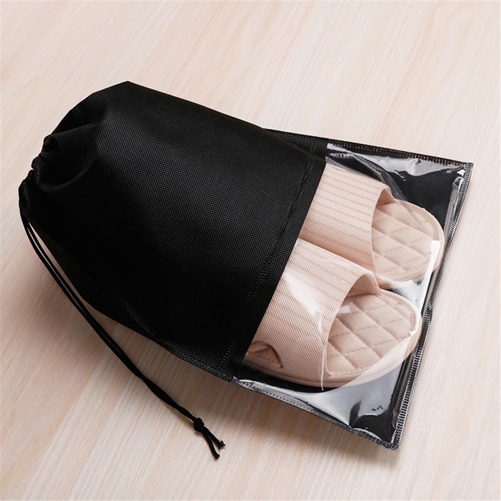 12PCS Shoe Bags for Travel - Large Dustproof Drawstring Shoes Pouch Packing Organizers for Men & Women, Black（storage bag only）