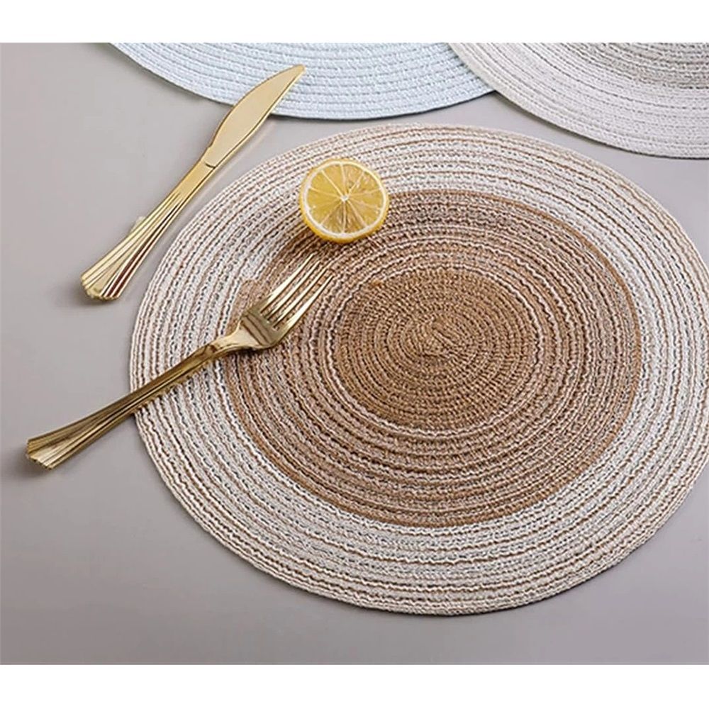 Dining Placemats Set of 4 | linen-cotton Table Mat - 14 in Diameter | Handmade Style for Dinner Plates