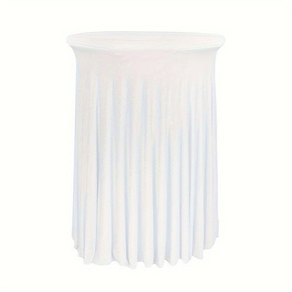 Cocktail Table Covers - 31"x 43" White Cocktail Table Tablecloth with Natural Wavy Round Skirt for Bar Wedding Party Banquet